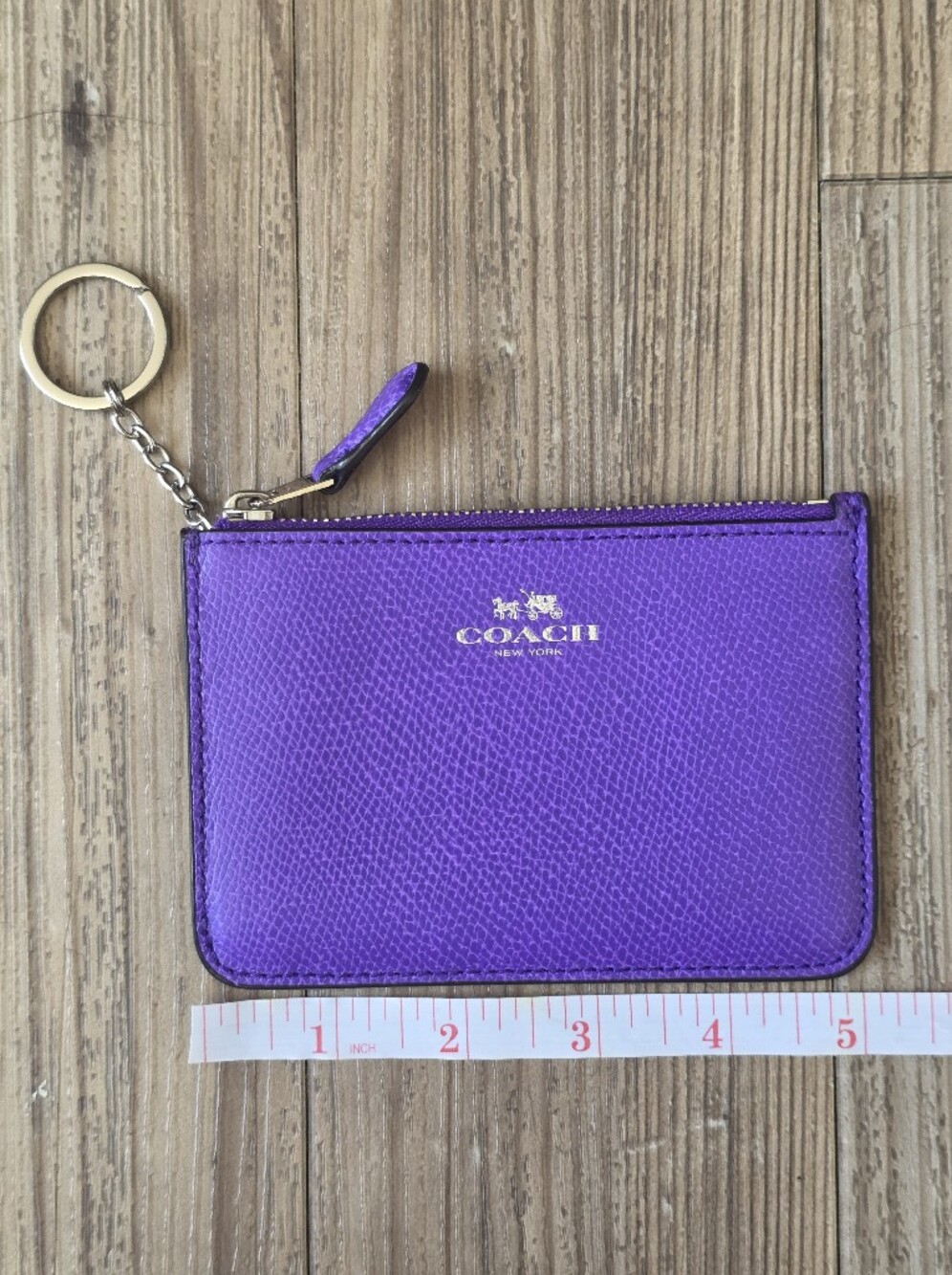 COACH Purple Zip Card Case Keychain - Picture 8 of 8
